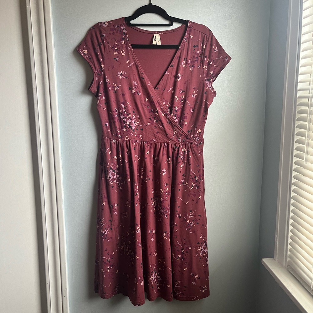 Pact Floral Wrap Dress in Burgundy